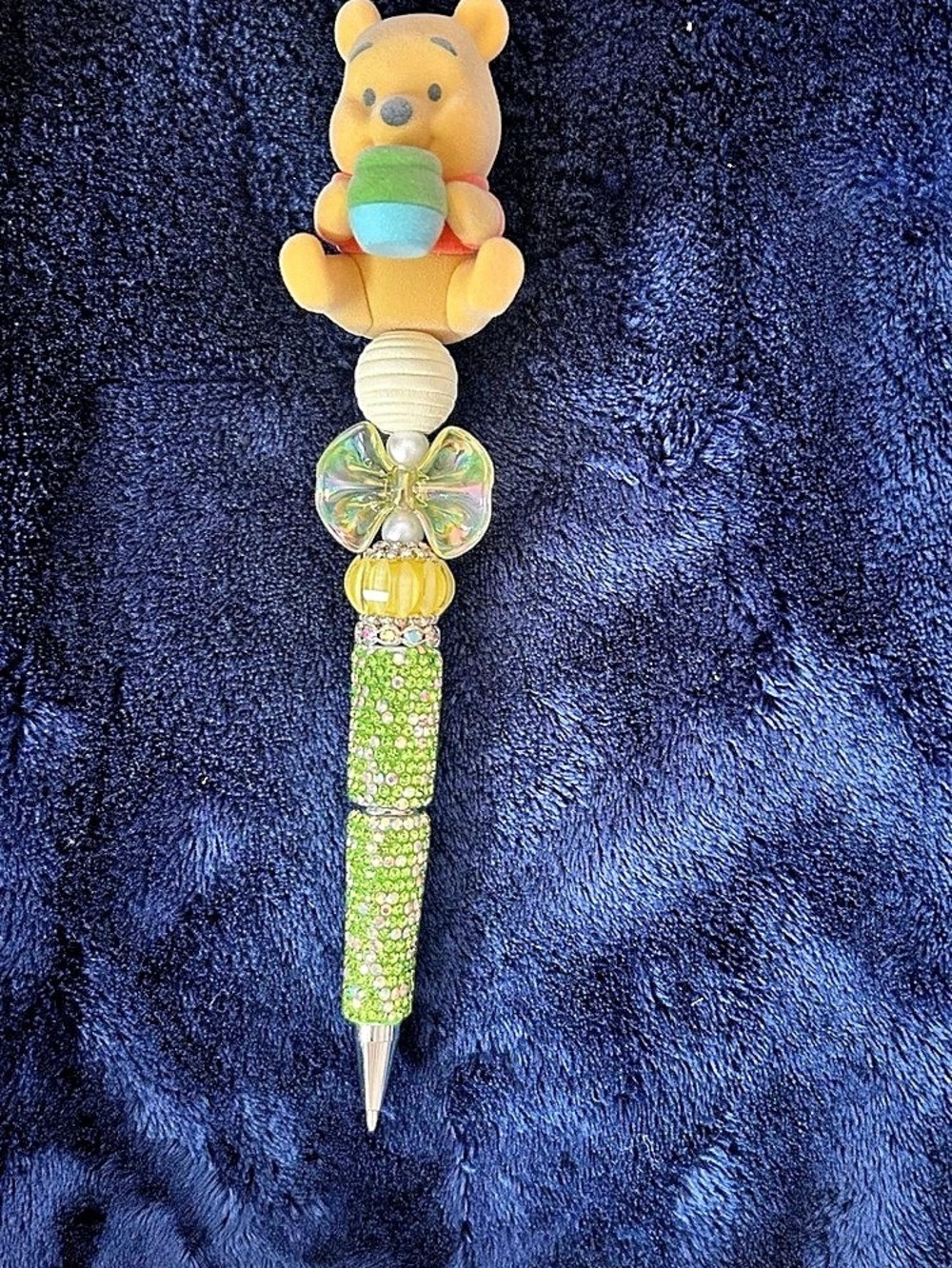 Winnie the Pooh Beaded Decorative Pen Green & Yellow
